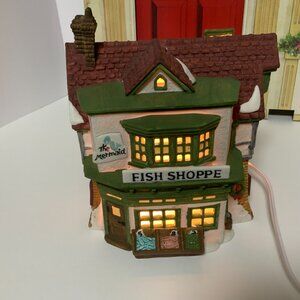 Dept 56 The Mermaid Fish Shoppe #5926-9 Dickens Heritage Village Box & Cord 1988